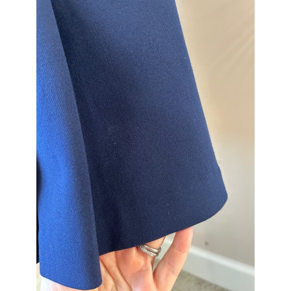 DVF Diane von Furstenberg Navy Blue Eliza Back Pleated A-line Skirt Size 6 - Picture 5 of 9
